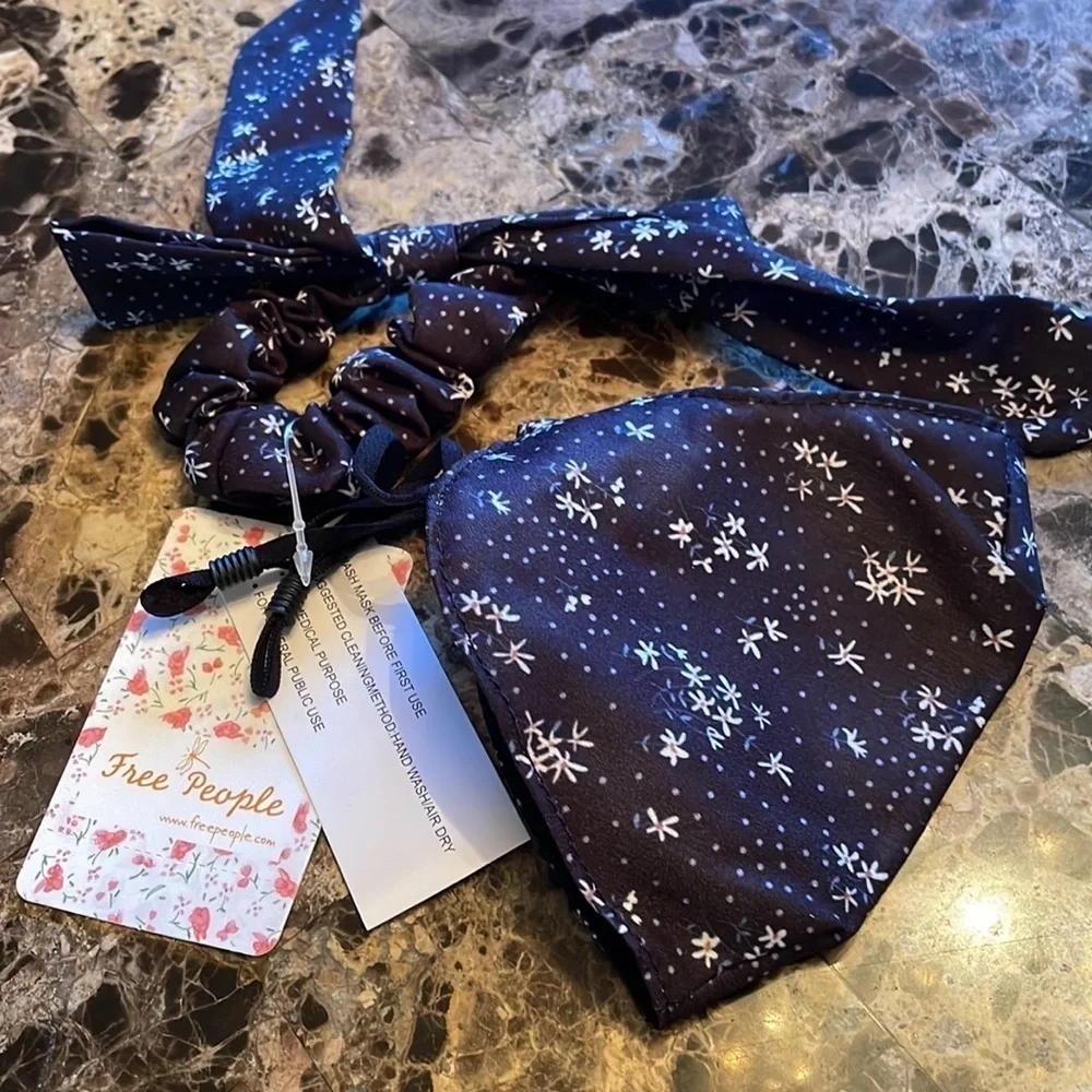 Free People Black Floral Mask And Bow